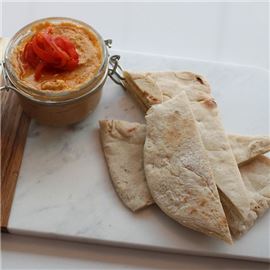 Smoked Hummus, Roasted Peppers